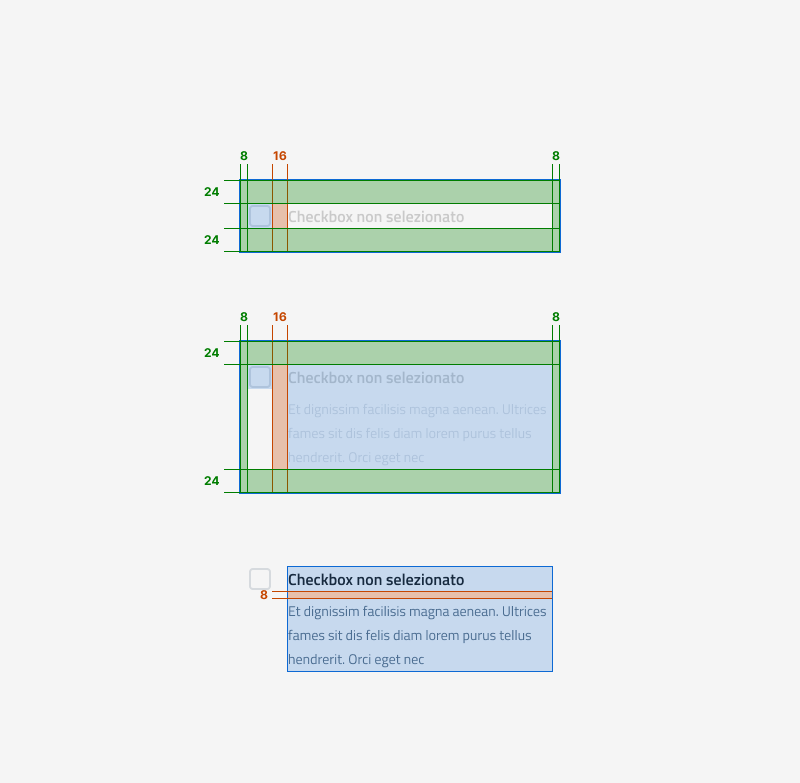 Specifiche di design della checkbox